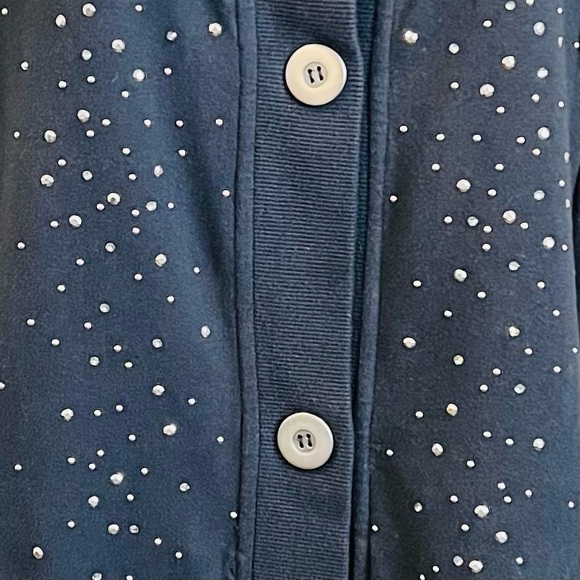 Christine Alexander women black embellish cardigan button front, pockets Sz M - Picture 3 of 13